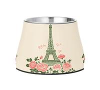 BURSTDDY Dog Bowls,Eiffel Tower Stainless Steel Dog & Cat Bowls Food and Water Bowl Removable Non-Slip Pet Bowl for Small Medium Large Dogs