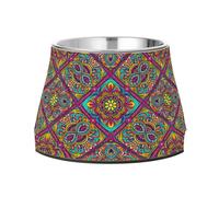BURSTDDY Dog Bowls,Flower Mandala Stainless Steel Dog & Cat Bowls Food and Water Bowl Removable Non-Slip Pet Bowl for Small Medium Large Dogs
