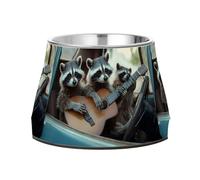 BURSTDDY Dog Bowls,Funny Raccoon Stainless Steel Dog & Cat Bowls Food and Water Bowl Removable Non-Slip Pet Bowl for Small Medium Large Dogs