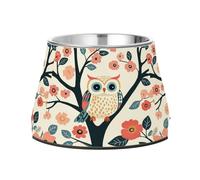 BURSTDDY Dog Bowls,Owls Flowers Stainless Steel Dog & Cat Bowls Food and Water Bowl Removable Non-Slip Pet Bowl for Small Medium Large Dogs