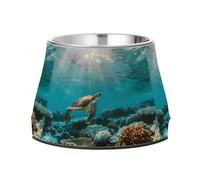BURSTDDY Dog Bowls,Sea Turtle Stainless Steel Dog & Cat Bowls Food and Water Bowl Removable Non-Slip Pet Bowl for Small Medium Large Dogs