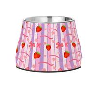 BURSTDDY Dog Bowls,Strawberries Stainless Steel Dog & Cat Bowls Food and Water Bowl Removable Non-Slip Pet Bowl for Small Medium Large Dogs