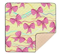 BURSTDDY Dots Bows Baby Play Mats for Floor,50x50in Playpen Mat Non-Slip & Machine Washable Activity Playmat for Babies, Toddlers & Infants