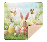 BURSTDDY Easter Bunny Baby Play Mats for Floor,50x50in Playpen Mat Non-Slip & Machine Washable Activity Playmat for Babies, Toddlers & Infants