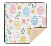 BURSTDDY Easter Eggs Baby Play Mats for Floor,50x50in Playpen Mat Non-Slip & Machine Washable Activity Playmat for Babies, Toddlers & Infants