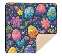 BURSTDDY Easter Eggs Baby Play Mats for Floor,50x50in Playpen Mat Non-Slip & Machine Washable Activity Playmat for Babies, Toddlers & Infants