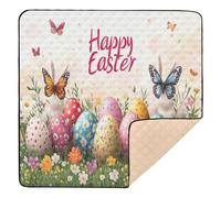 BURSTDDY Easter Eggs Baby Play Mats for Floor,50x50in Playpen Mat Non-Slip & Machine Washable Activity Playmat for Babies, Toddlers & Infants
