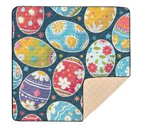 BURSTDDY Easter Eggs Baby Play Mats for Floor,50x50in Playpen Mat Non-Slip & Machine Washable Activity Playmat for Babies, Toddlers & Infants