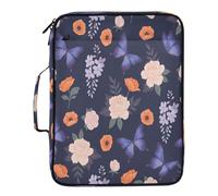 BURSTDDY Expandable Filing Folder 3 Ring Binder Bag,Beautiful Flowers Binder Organiser with 6-Tier Expandable File Divider and Removable 3-Ring Binder for Home Office School