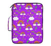 BURSTDDY Expandable Filing Folder 3 Ring Binder Bag,Beautiful Rainbow Binder Organiser with 6-Tier Expandable File Divider and Removable 3-Ring Binder for Home Office School