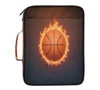 BURSTDDY Expandable Filing Folder 3 Ring Binder Bag,Burning Basketball Binder Organiser with 6-Tier Expandable File Divider and Removable 3-Ring Binder for Home Office School
