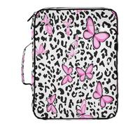 BURSTDDY Expandable Filing Folder 3 Ring Binder Bag,Butterflies and Animal Print Binder Organiser with 6-Tier Expandable File Divider and Removable 3-Ring Binder for Home Office School