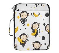 BURSTDDY Expandable Filing Folder 3 Ring Binder Bag,Cartoon Monkey Binder Organiser with 6-Tier Expandable File Divider and Removable 3-Ring Binder for Home Office School