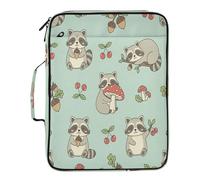 BURSTDDY Expandable Filing Folder 3 Ring Binder Bag,Cartoon Raccoon Binder Organiser with 6-Tier Expandable File Divider and Removable 3-Ring Binder for Home Office School