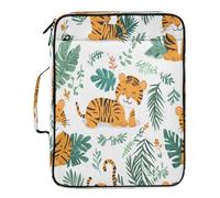 BURSTDDY Expandable Filing Folder 3 Ring Binder Bag,Cartoon Tiger Binder Organiser with 6-Tier Expandable File Divider and Removable 3-Ring Binder for Home Office School
