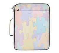 BURSTDDY Expandable Filing Folder 3 Ring Binder Bag,Colorful Puzzle Fragments Binder Organiser with 6-Tier Expandable File Divider and Removable 3-Ring Binder for Home Office School