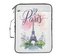 BURSTDDY Expandable Filing Folder 3 Ring Binder Bag,Eiffel Tower Binder Organiser with 6-Tier Expandable File Divider and Removable 3-Ring Binder for Home Office School