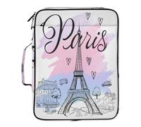 BURSTDDY Expandable Filing Folder 3 Ring Binder Bag,Eiffel Tower Binder Organiser with 6-Tier Expandable File Divider and Removable 3-Ring Binder for Home Office School