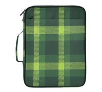 BURSTDDY Expandable Filing Folder 3 Ring Binder Bag,Green Checkered Binder Organiser with 6-Tier Expandable File Divider and Removable 3-Ring Binder for Home Office School
