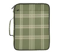 BURSTDDY Expandable Filing Folder 3 Ring Binder Bag,Green Checkered Binder Organiser with 6-Tier Expandable File Divider and Removable 3-Ring Binder for Home Office School