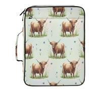 BURSTDDY Expandable Filing Folder 3 Ring Binder Bag,Highland Cattle Binder Organiser with 6-Tier Expandable File Divider and Removable 3-Ring Binder for Home Office School
