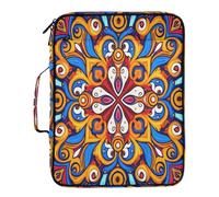 BURSTDDY Expandable Filing Folder 3 Ring Binder Bag,Mandala Style Binder Organiser with 6-Tier Expandable File Divider and Removable 3-Ring Binder for Home Office School