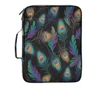 BURSTDDY Expandable Filing Folder 3 Ring Binder Bag,Peacock Feathers Binder Organiser with 6-Tier Expandable File Divider and Removable 3-Ring Binder for Home Office School