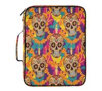 BURSTDDY Expandable Filing Folder 3 Ring Binder Bag,Skull Binder Organiser with 6-Tier Expandable File Divider and Removable 3-Ring Binder for Home Office School