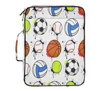 BURSTDDY Expandable Filing Folder 3 Ring Binder Bag,Sports Ball Games Binder Organiser with 6-Tier Expandable File Divider and Removable 3-Ring Binder for Home Office School