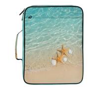 BURSTDDY Expandable Filing Folder 3 Ring Binder Bag,Starfish by The Sea Binder Organiser with 6-Tier Expandable File Divider and Removable 3-Ring Binder for Home Office School