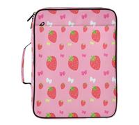 BURSTDDY Expandable Filing Folder 3 Ring Binder Bag,Strawberries Bows Binder Organiser with 6-Tier Expandable File Divider and Removable 3-Ring Binder for Home Office School