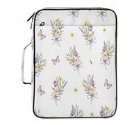 BURSTDDY Expandable Filing Folder 3 Ring Binder Bag,Watercolor Wildflower Binder Organiser with 6-Tier Expandable File Divider and Removable 3-Ring Binder for Home Office School
