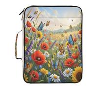 BURSTDDY Expandable Filing Folder 3 Ring Binder Bag,Wildflower Binder Organiser with 6-Tier Expandable File Divider and Removable 3-Ring Binder for Home Office School