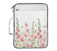 BURSTDDY Expandable Filing Folder 3 Ring Binder Bag,Wildflower6 Binder Organiser with 6-Tier Expandable File Divider and Removable 3-Ring Binder for Home Office School