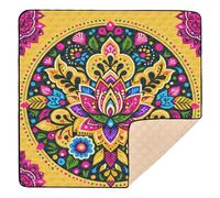 BURSTDDY Floral Pattern Baby Play Mats for Floor,50x50in Playpen Mat Non-Slip & Machine Washable Activity Playmat for Babies, Toddlers & Infants