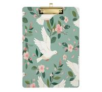 BURSTDDY Flowers and Pigeons Clipboard,A4 Letter Size 12.5×9in Hardboard Office Clipboards with Low Profile Clip for for Students, Teacher,Office Clerk