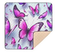 BURSTDDY Flying Butterfly Baby Play Mats for Floor,50x50in Playpen Mat Non-Slip & Machine Washable Activity Playmat for Babies, Toddlers & Infants