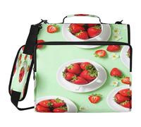 BURSTDDY Fresh Strawberries 3 Ring Binder Organizer with Zipper Binder 500 Sheets Capacity D-Ring Binder with Shoulder Strap