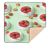 BURSTDDY Fresh Strawberries Baby Play Mats for Floor,50x50in Playpen Mat Non-Slip & Machine Washable Activity Playmat for Babies, Toddlers & Infants