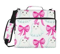 BURSTDDY Ghosts Bows 3 Ring Binder Organizer with Zipper Binder 500 Sheets Capacity D-Ring Binder with Shoulder Strap