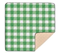 BURSTDDY Green Checkered Baby Play Mats for Floor,50x50in Playpen Mat Non-Slip & Machine Washable Activity Playmat for Babies, Toddlers & Infants