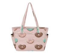 BURSTDDY Heart-shaped Doughnut Tote Bag Large Compartments Shoulder Bag with Zipper Women Tote Handbags for Work, Travel, Gym & Beach