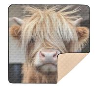 BURSTDDY Highland Cow Baby Play Mats for Floor,50x50in Playpen Mat Non-Slip & Machine Washable Activity Playmat for Babies, Toddlers & Infants