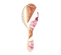 BURSTDDY Ice Cream Cherry Wooden Hair Brush,Massage Scalp Hairbrush for Women Men and Kids, for All Hair Types
