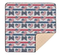 BURSTDDY Independence Day American Flag Baby Play Mats for Floor,50x50in Playpen Mat Non-Slip & Machine Washable Activity Playmat for Babies, Toddlers & Infants