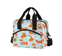 BURSTDDY Insulated Lunch Box,Cartoon Fox Lunch Bag for Men Women | Adjustable Strap,Lunchbox,Cooler bag for Work, Beach, Picnic, Travel