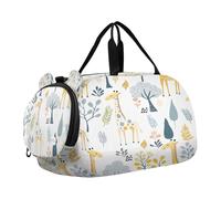 BURSTDDY Kids Duffle Bag,Cartoon Giraffe Sports Gym Bag with Shoe Compartment Travel Duffel Bags for Boys and Girls