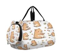 BURSTDDY Kids Duffle Bag,Cute Capybaras Sports Gym Bag with Shoe Compartment Travel Duffel Bags for Boys and Girls