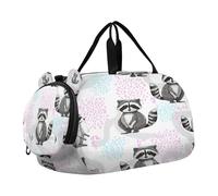 BURSTDDY Kids Duffle Bag,Raccoons Sports Gym Bag with Shoe Compartment Travel Duffel Bags for Boys and Girls