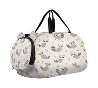 BURSTDDY Kids Duffle Bag,Raccoons Sports Gym Bag with Shoe Compartment Travel Duffel Bags for Boys and Girls